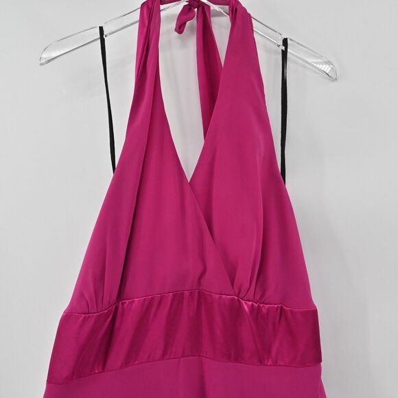 Vtg‎ JESSICA HOWARD Dress Womens Size 16WP Petite Solid Fuchsia Pink Halter Mini - Picture 3 of 11